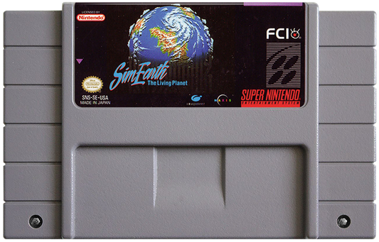 Sim Earth the Living Planet cartridge for Super Nintendo Entertainment System (SNES) retro video game