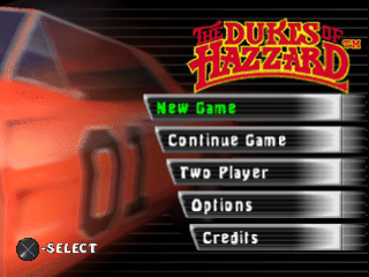 Dukes of Hazzard Racing for Home title screen for PlayStation 1 PS1 retro video game