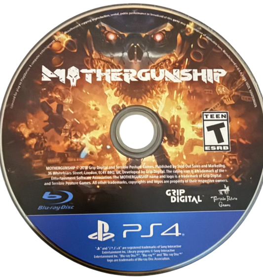 Mothergunship – PlayStation 4 (PS4) video game disc, action shooter game with chaotic gunfights and custom weaponry