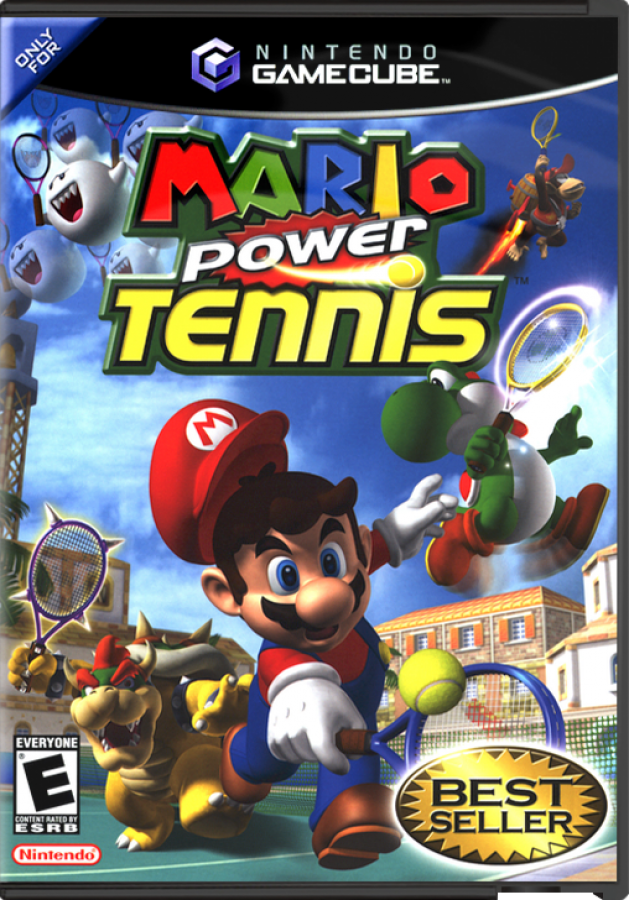 Mario Power Tennis cover art for GameCube (GC) sports tennis video game