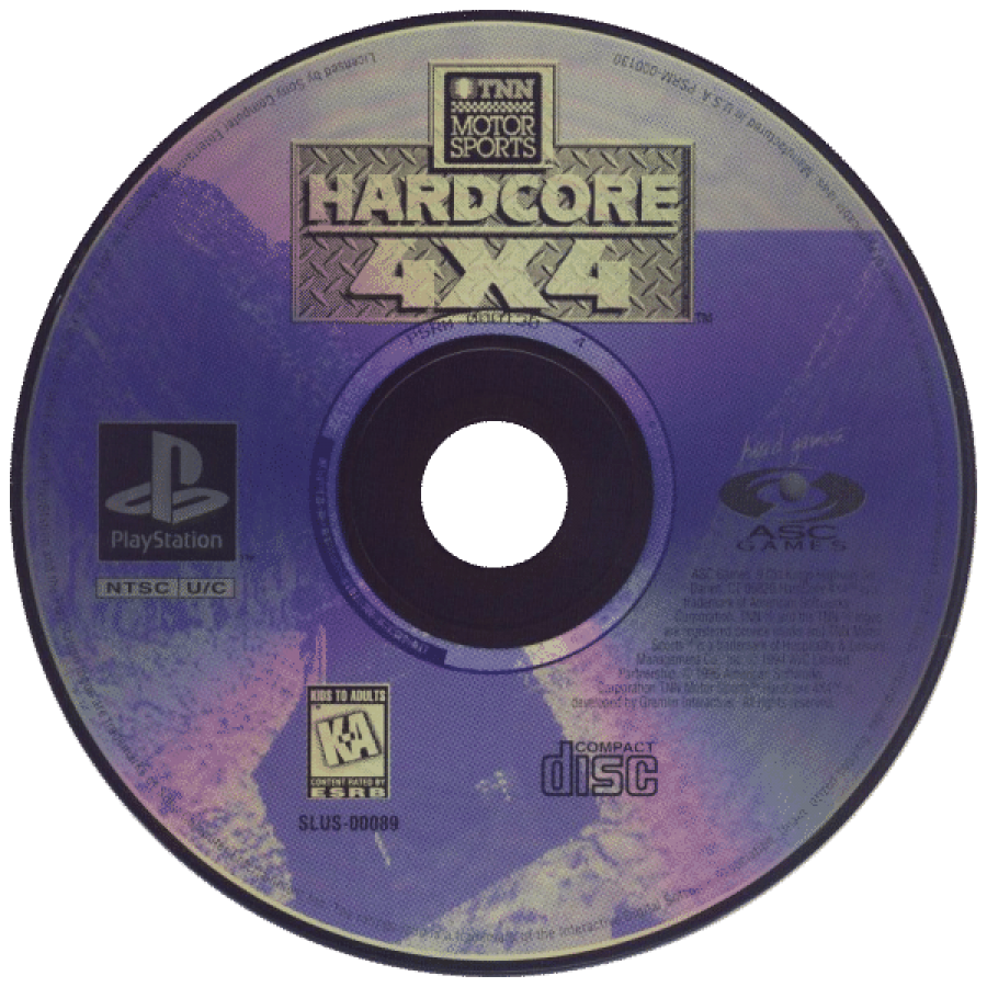 TNN Motorsports Hardcore 4X4 disc for PlayStation 1 (PS1) off-road racing video game