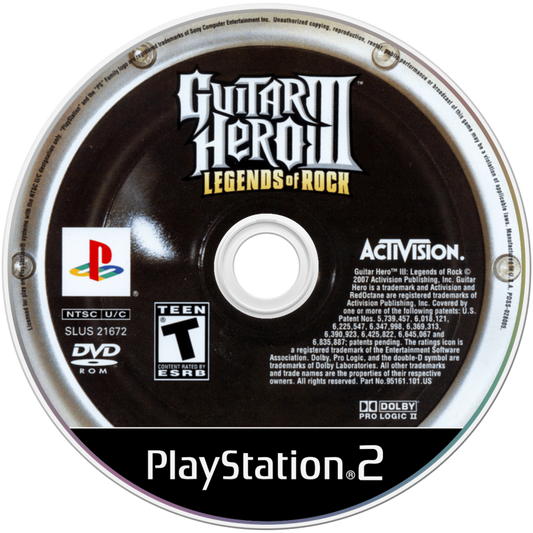 Guitar Hero III: Legends of Rock disc art for Playstation 2 (PS2) video game
