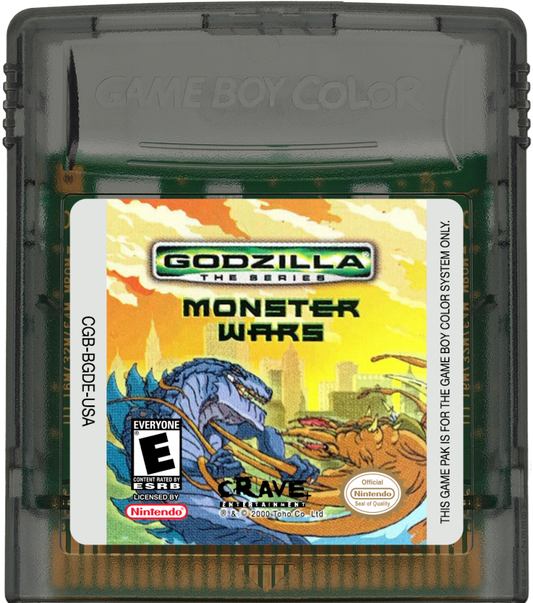 Godzilla: Monster Wars cartridge for Game Boy Color (GBC) video game
