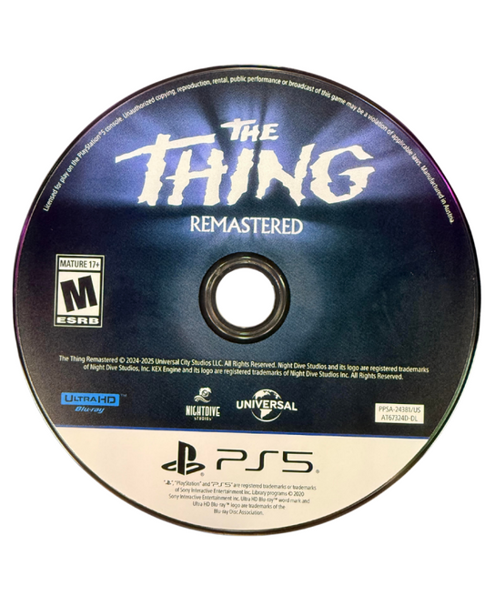 The Thing Remastered Deluxe Edition for PlayStation 5 survival horror shooter featuring squad trust mechanics arctic setting remastered visuals and bonus collectible content disc