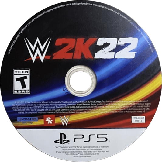 WWE 2K22 disc for PlayStation 5 (PS5) wrestling sports video game