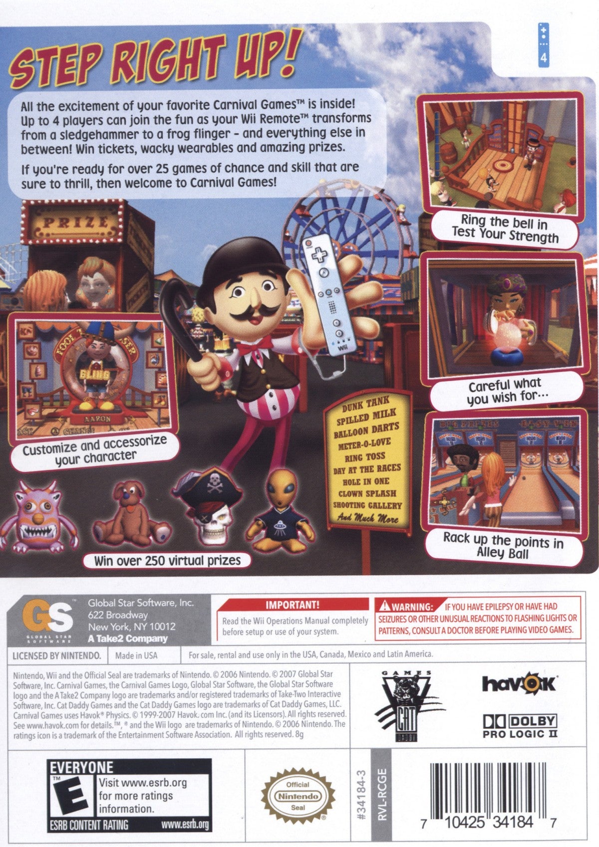 Carnival Games back cover art for Nintendo Wii (Wii) video game