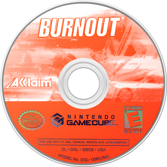 Burnout disc for GameCube (GC) arcade racing video game