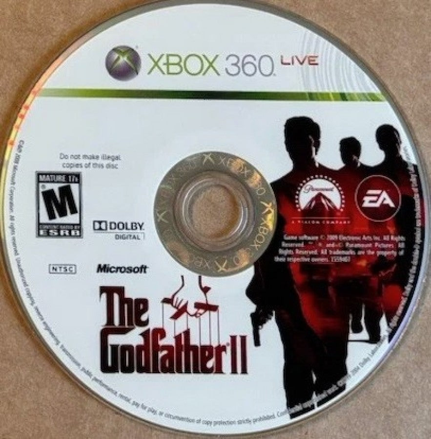 The Godfather II disc for Xbox 360 (X360) action-adventure crime video game