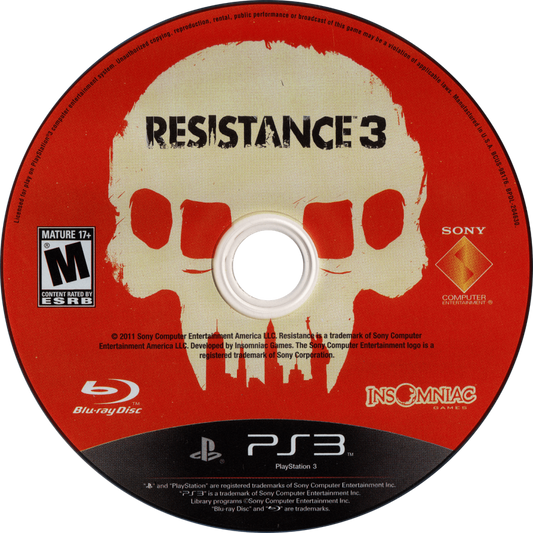 Resistance 3 cover art for PlayStation 3 PS3 video game