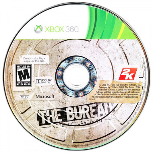 The Bureau XCOM Declassified for Xbox 360 tactical third person shooter video game featuring squad based combat 1960s sci fi setting alien invasion storyline and strategic command elements from the XCOM franchise disc