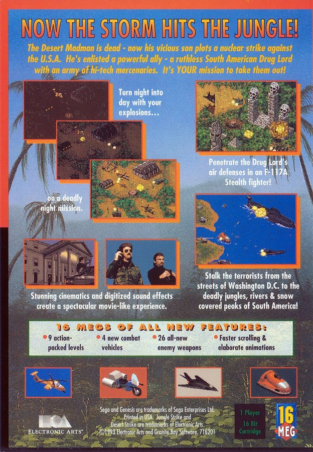 Jungle Strike back cover art for Sega Genesis (GEN) video game