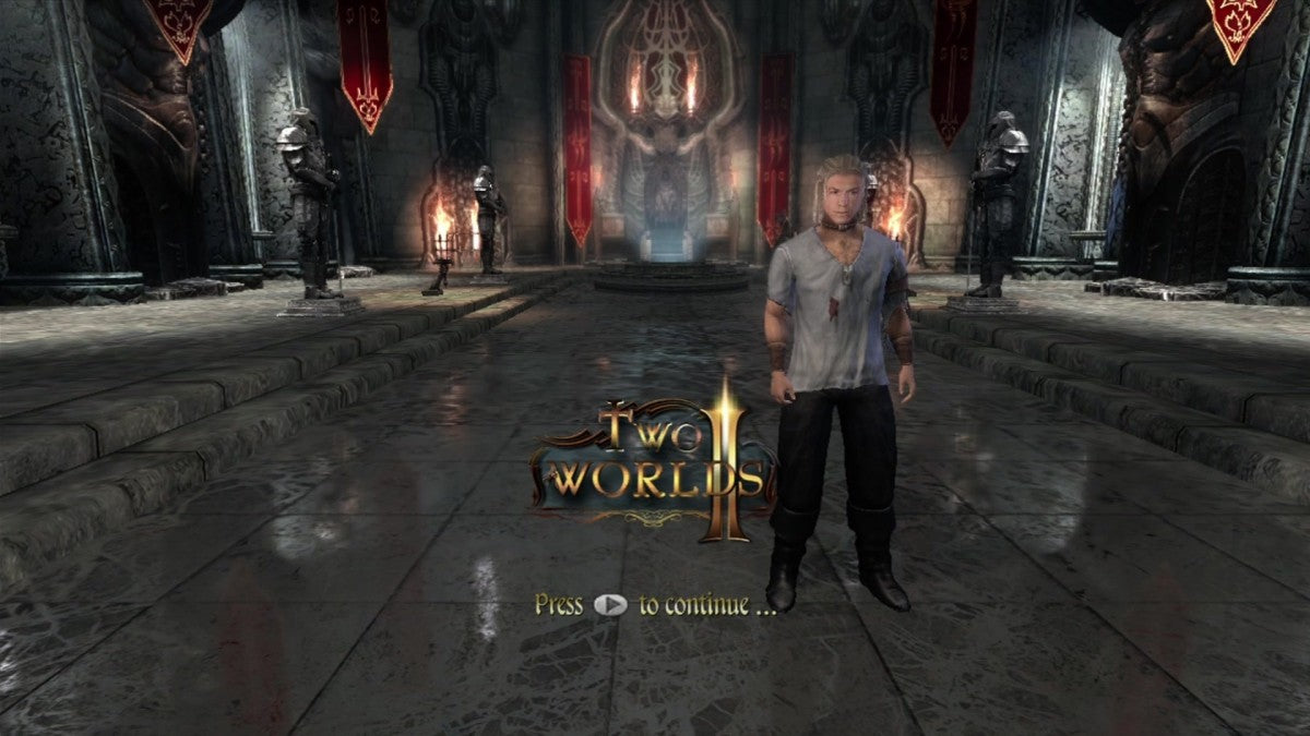 Two Worlds II start screen for Xbox 360 (X360) fantasy role-playing video game