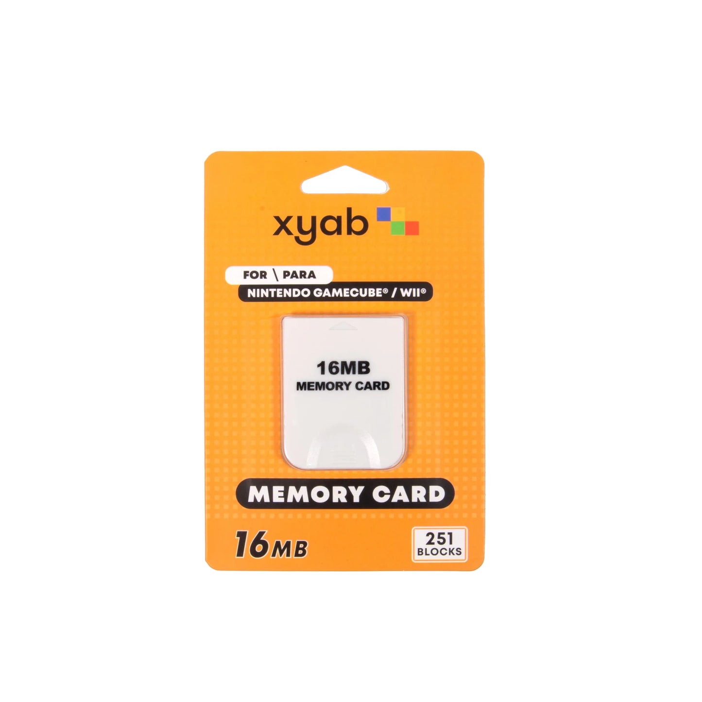 XYAB brand 16MB memory card compatible with Nintendo GameCube and Wii consoles for saving game progress and data