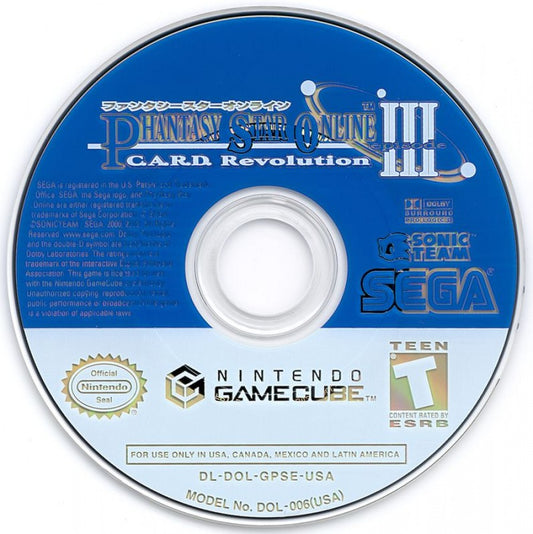 Phantasy Star Online III: C.A.R.D Revolution disc for Nintendo GameCube (GC) online RPG card battle video game