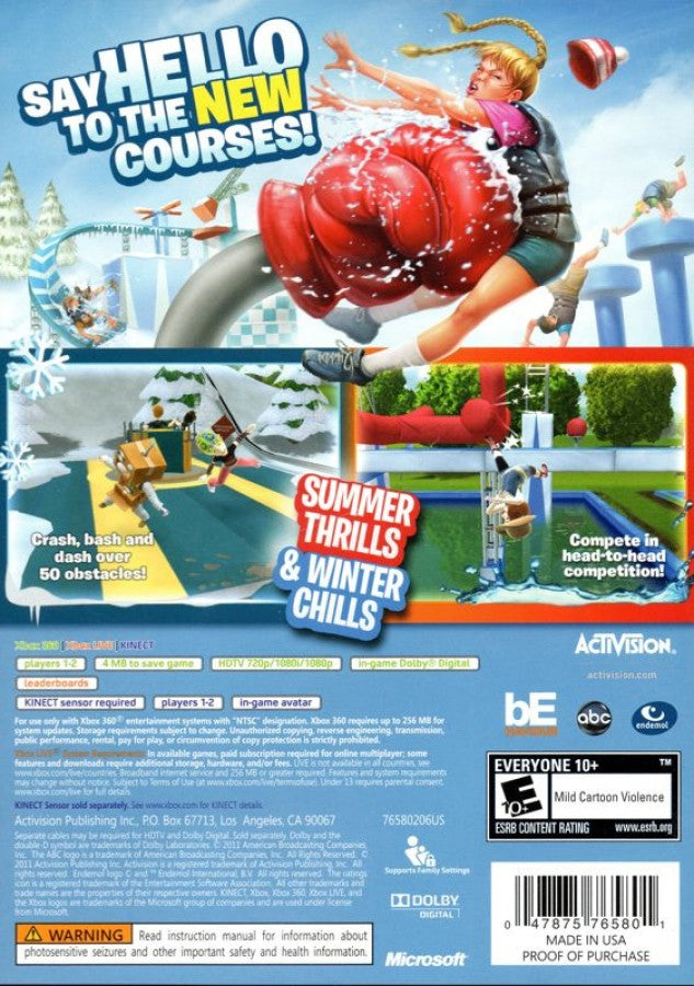 Wipeout 2 Xbox 360 Kinect back cover for obstacle course and party video game.