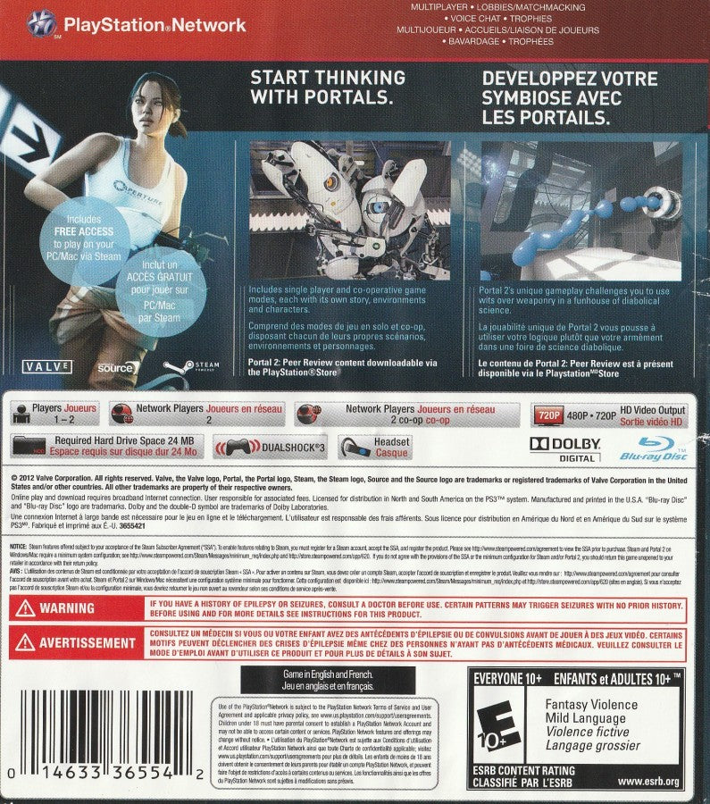 retro Portal 2 Greatest Hits PlayStation 3 PS3 cover art collectible puzzle platformer Valve game authentic classic gaming rear art