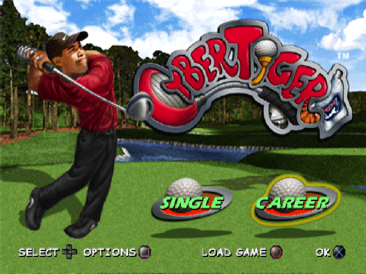 CyberTiger start screen for PlayStation 1 PS1 retro golf video game