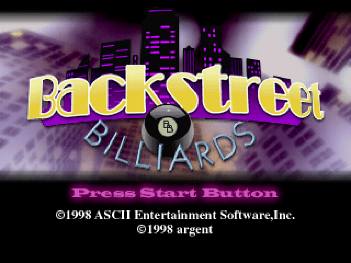 Billiards start screen for PlayStation 1 (PS1) retro video game