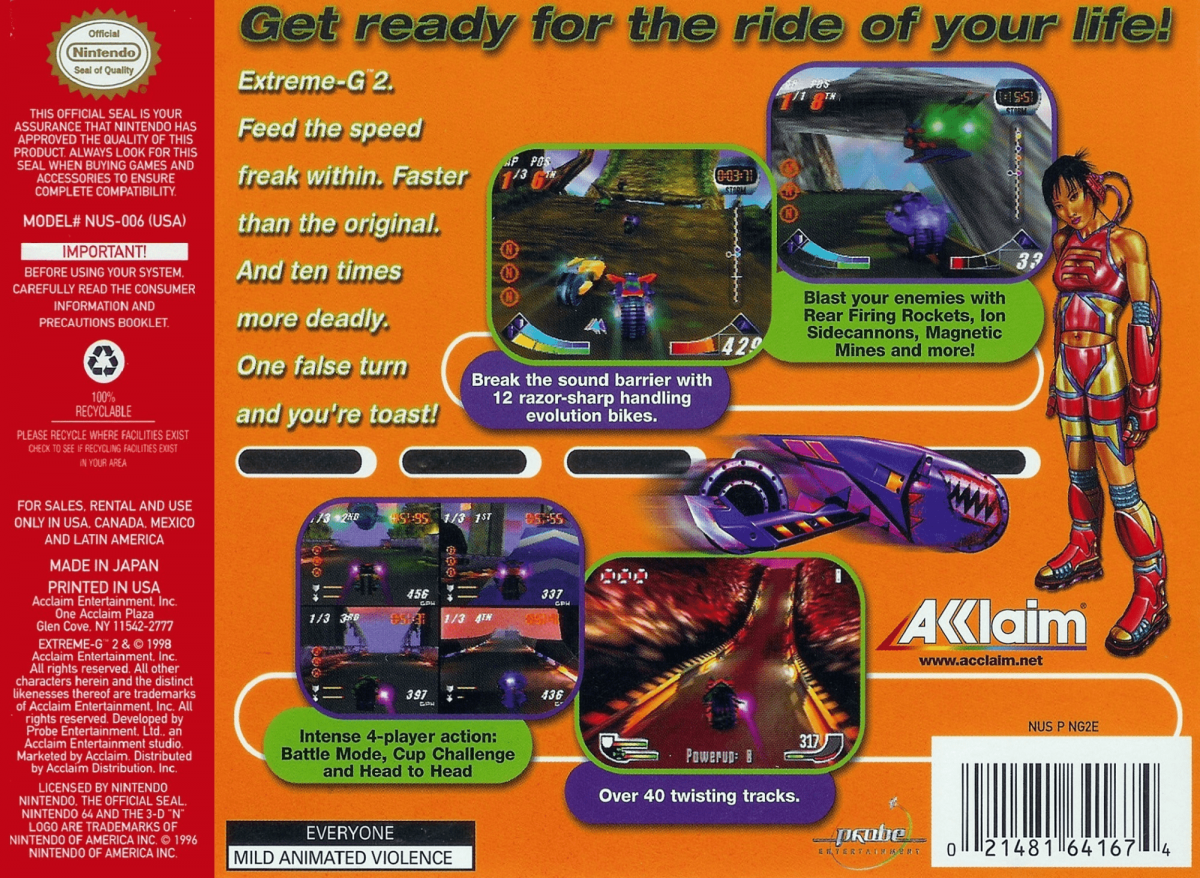 XG2 - Extreme-G back cover art for Nintendo 64 N64 video game