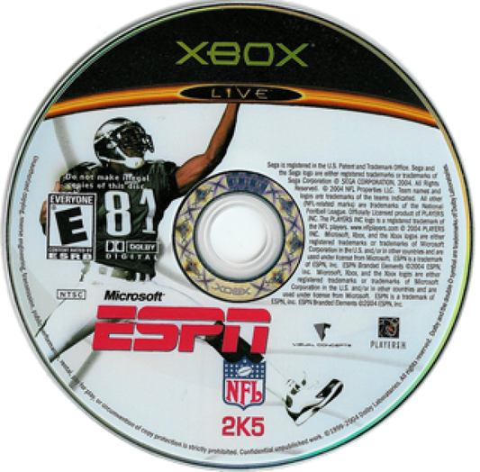 ESPN NFL 2K5 – Xbox (XBOX) Front Disc Art Video Game