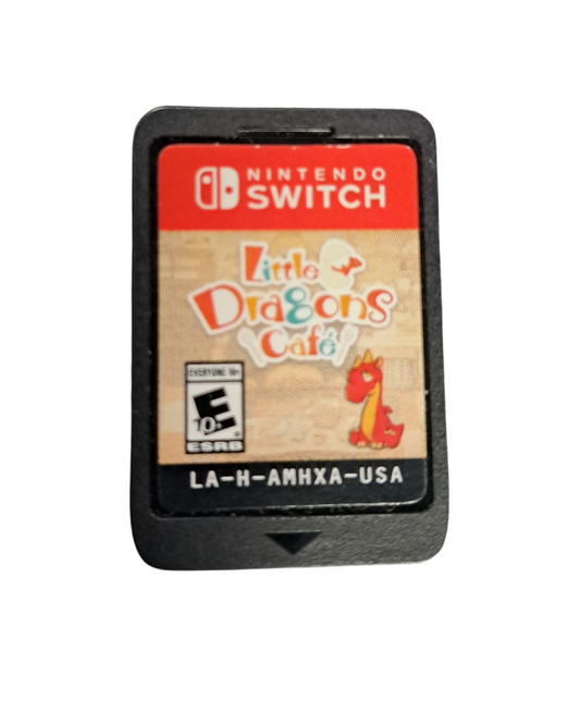 Little Dragons Cafe for Nintendo Switch adventure simulation game featuring cafe management cooking exploration and raising a dragon companion in a colorful fantasy world cartridge