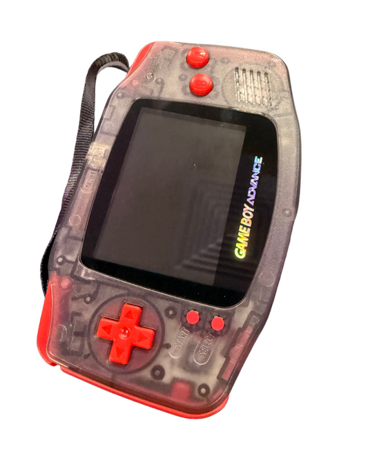 Game Boy Advance Custom Red and Black Shell handheld gaming system featuring a custom red and black shell design with a classic horizontal layout responsive controls and compatibility with Game Boy Advance and Game Boy Color games