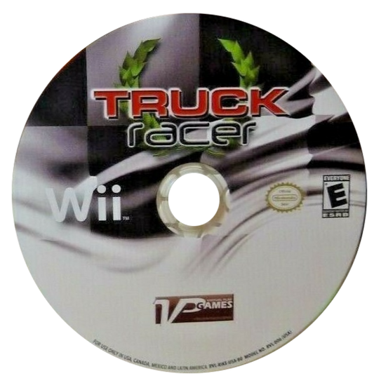 Truck Racer disc art for Nintendo Wii (Wii) featuring high‑speed arcade racing with powerful trucks, customizable vehicles, and competitive track challenges.