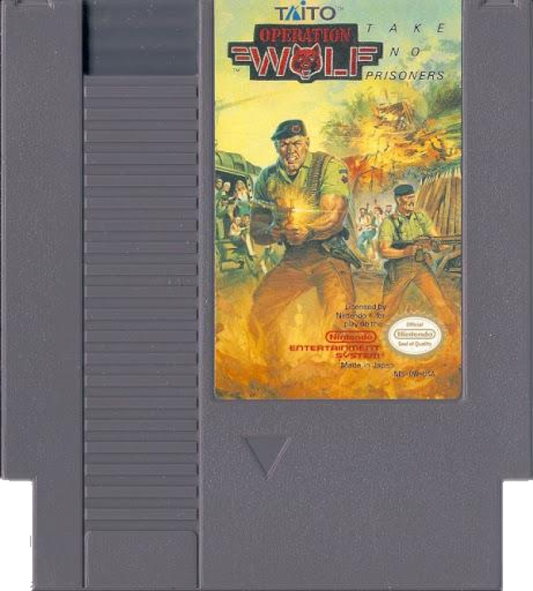 Operation Wolf Nintendo Entertainment System NES for retro video game enthusiasts featuring light gun inspired shooter gameplay military rescue missions fast paced arcade action enemy waves challenging stages intense combat and collectible gaming appeal cart
