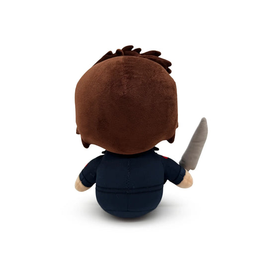 Michael Myers plush inspired design featuring horror movie character collectible plush aesthetic soft stuffed toy slasher icon masked killer Halloween franchise theme spooky horror merchandise presentation