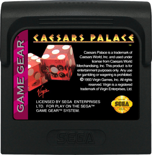 Caesar's Palace cartridge for Sega Game Gear (GG) video game