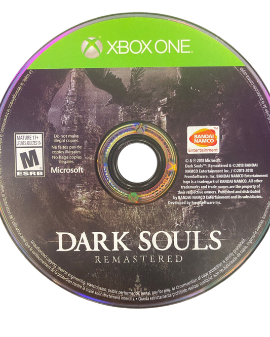 Dark Souls Remastered Xbox One game featuring challenging action RPG combat and dark fantasy exploration Front Cover Game Art