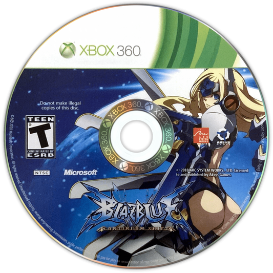 BlazBlue: Continuum Shift disc for Xbox 360 (X360) fighting video game