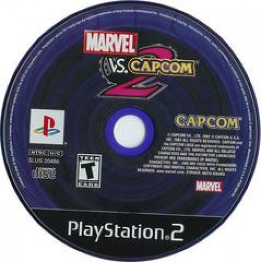 PlayStation 2 game disc for Marvel vs. Capcom 2