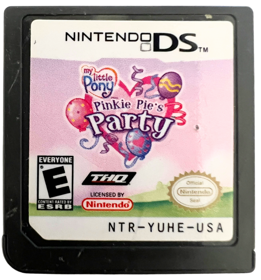 My Little Pony Pinkie Pie’s Party for Nintendo DS, cartridge for a party mini-game video game with friendship activities, puzzle challenges, character-based gameplay, and family-friendly fun