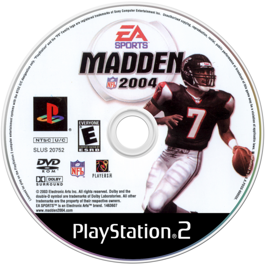 Madden NFL 2004 disc art for PlayStation 2 (PS2) sports video game