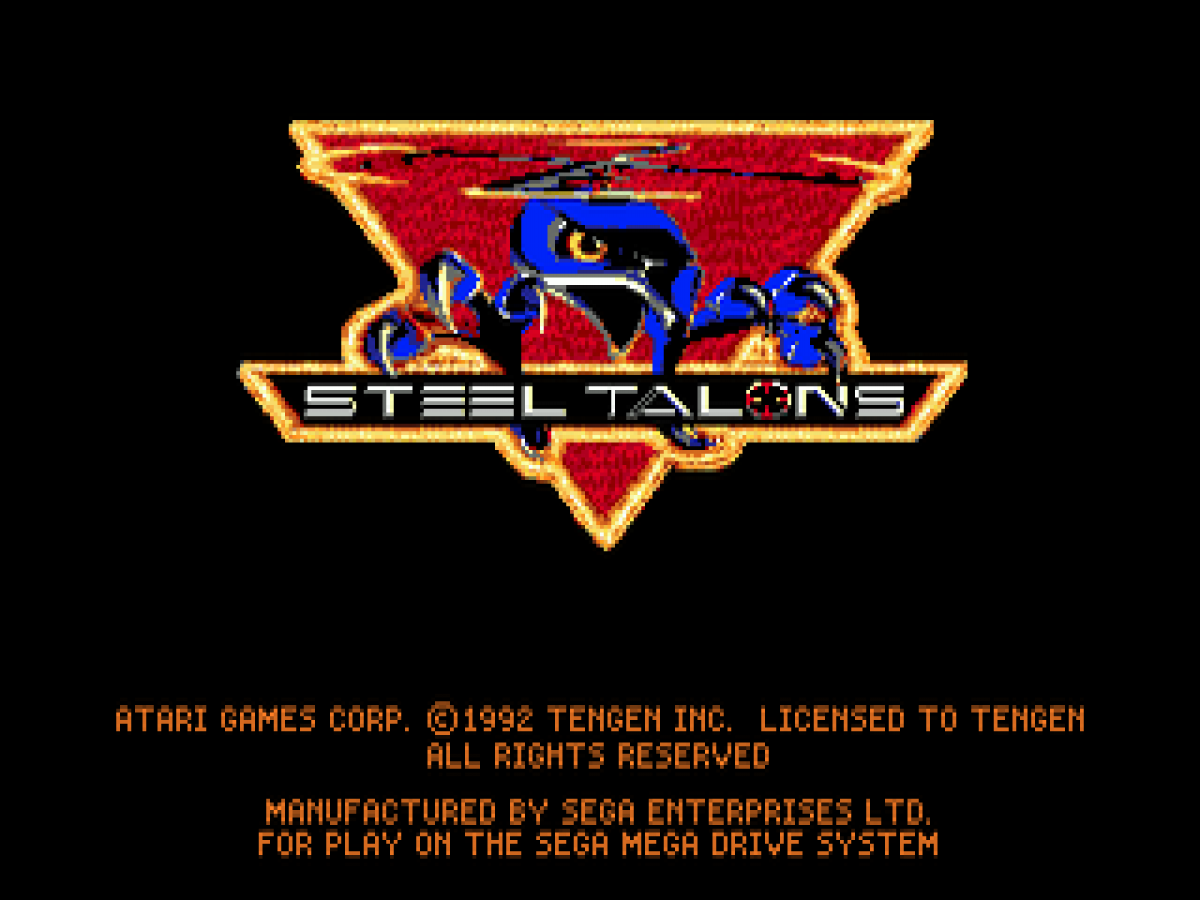 Steel Talons title screen for Sega Genesis (GEN) video game