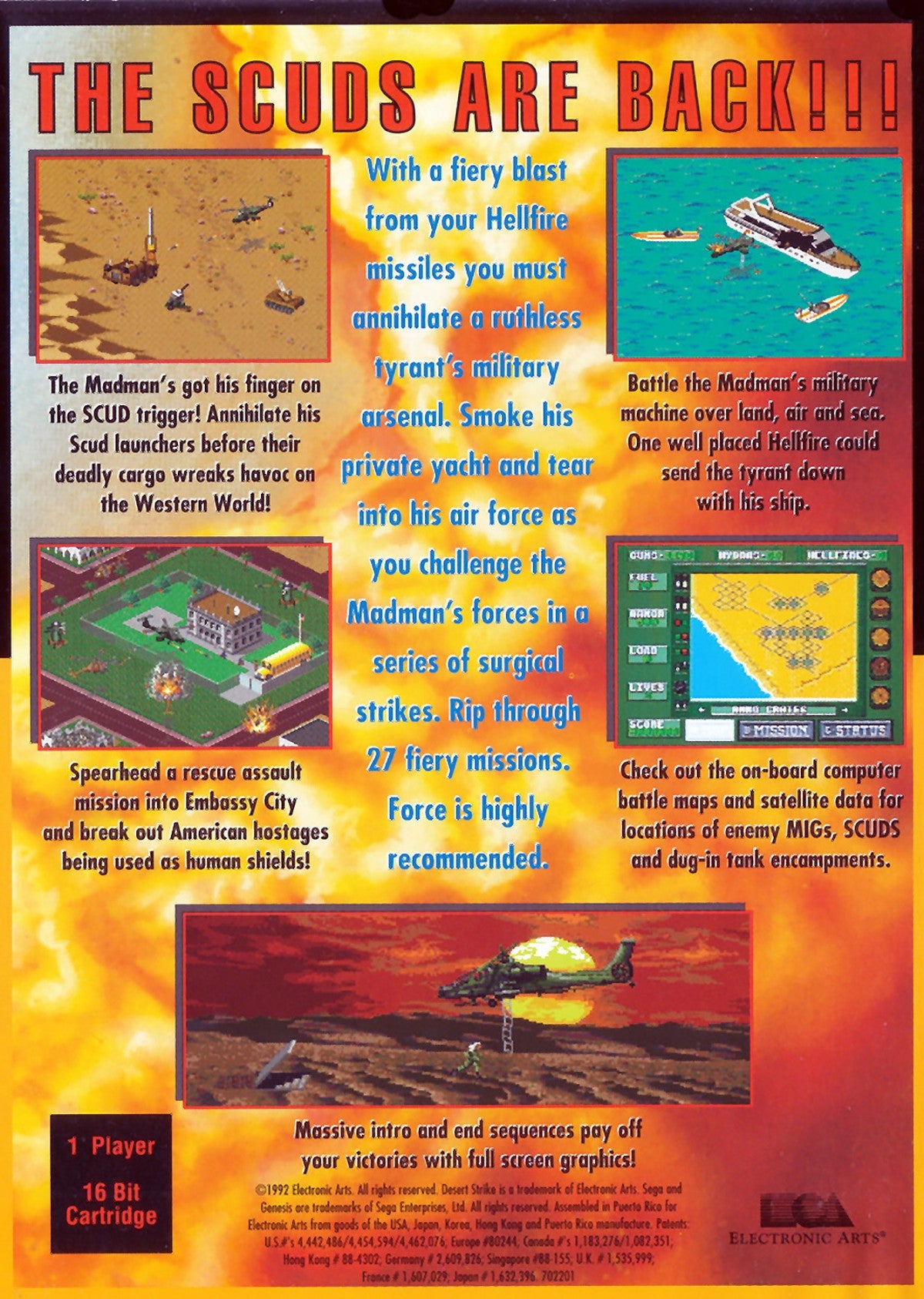Desert Strike Return to the Gulf Sega Genesis retro video game helicopter shooter back of case (1992)