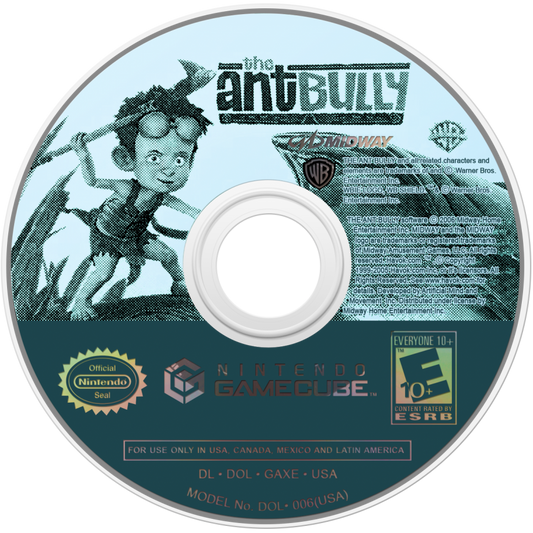 Disc art for The Ant Bully GameCube game featuring family-friendly action adventure gameplay based on the animated film