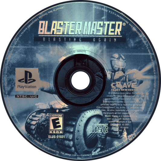 Blaster Master: Blasting Again retro sci-fi action platform shooter game for PlayStation 1 (PS1) disc