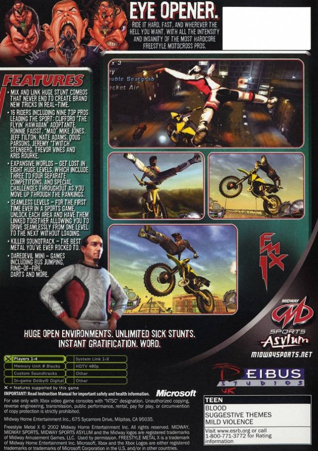 Freestyle Metal X back cover art for Xbox (XBOX) video game