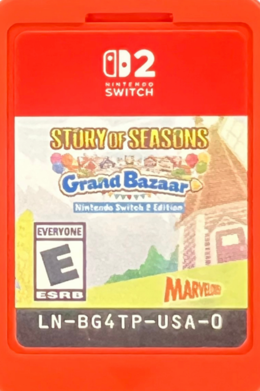 Story of Seasons Grand Bazaar Premium Edition Nintendo Switch 2 for farming simulation role playing video game fans featuring crop growing animal care fishing cooking crafting relationships seasonal festivals town development marketplace trading and Premium Edition collectible content gaming appeal cartidge