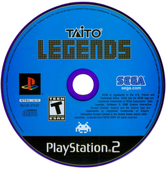 Taito Legends – PlayStation 2 (PS2) video game disc, classic arcade compilation.