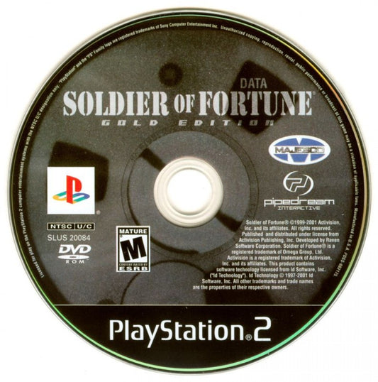 Soldier of Fortune – PlayStation 2 (PS2) video game disc, first-person shooter.