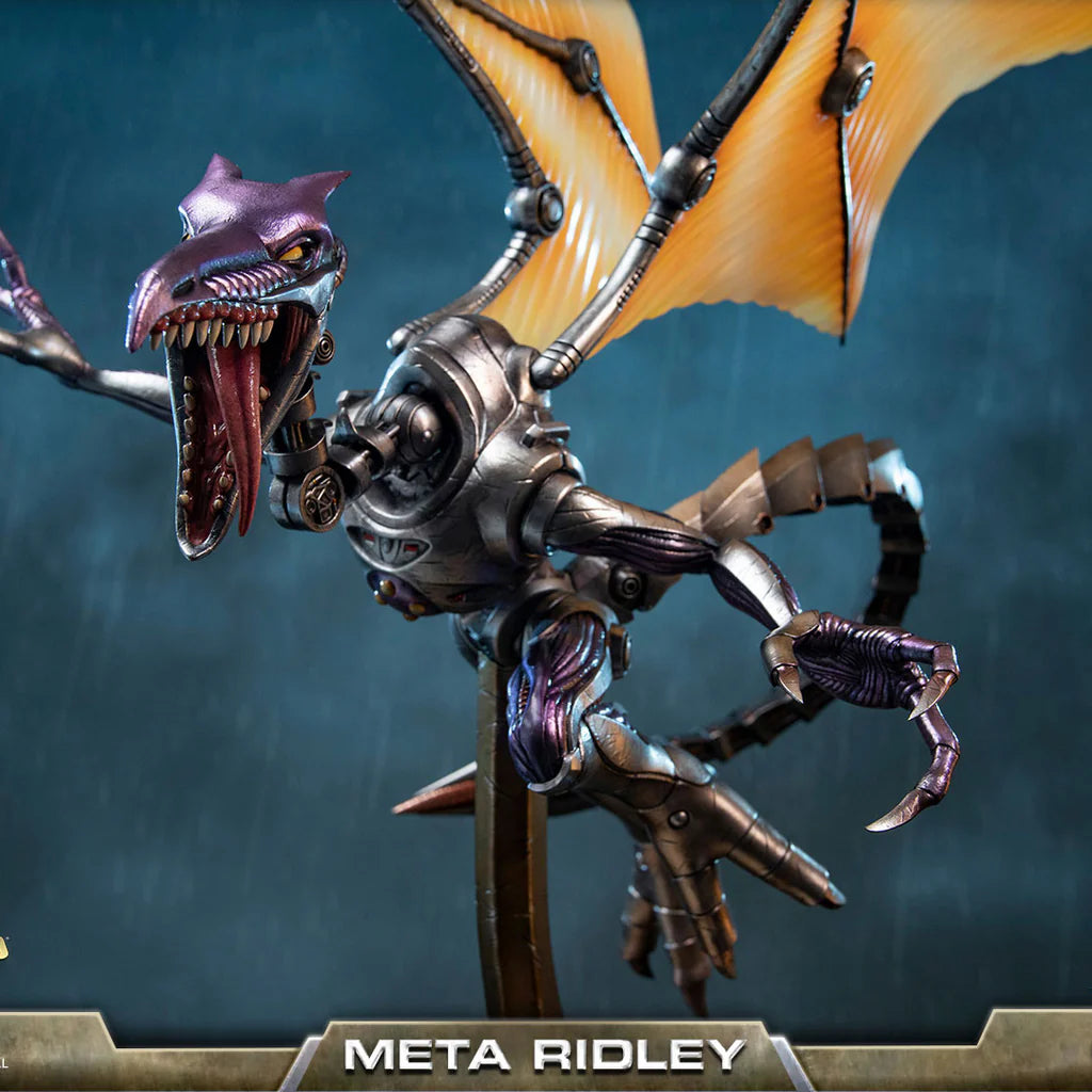 Meta Ridley 37" Premium Resin Statue – Figure. Front/side view of figure