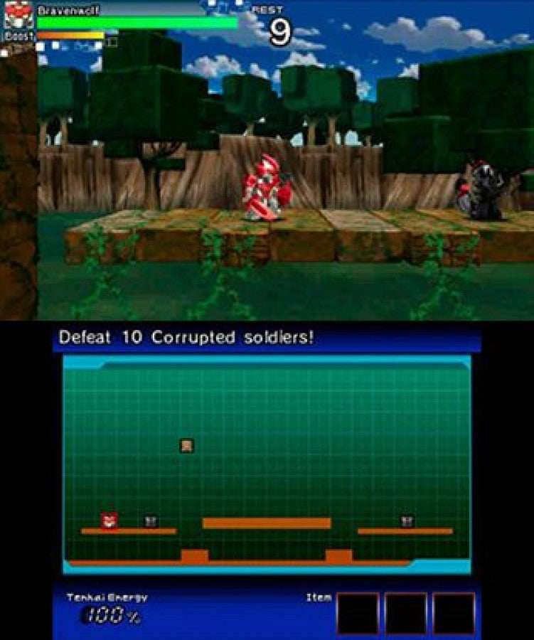 Tenkai Knights: Brave Battle gameplay for Nintendo 3DS (3DS) action fighting video game