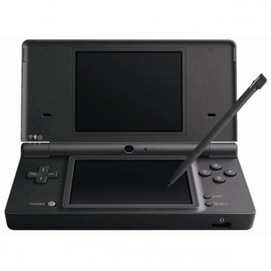 Front view of black Nintendo DSi handheld console showing cameras and buttons