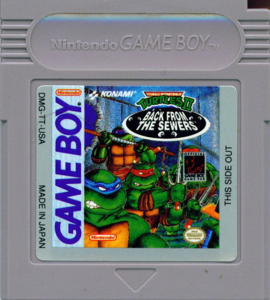 Teenage Mutant Ninja Turtles II Back from the Sewers Nintendo Game Boy GB for retro video game enthusiasts featuring side scrolling action platforming gameplay iconic TMNT heroes beat em up combat challenging enemy encounters classic handheld adventure and collectible gaming appeal cartridge