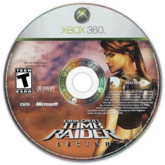 Tomb Raider: Legend disc for Xbox 360 (X360) action-adventure video game