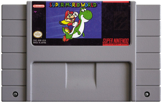 Super Mario World cartridge for Super Nintendo Entertainment System (SNES) retro video game