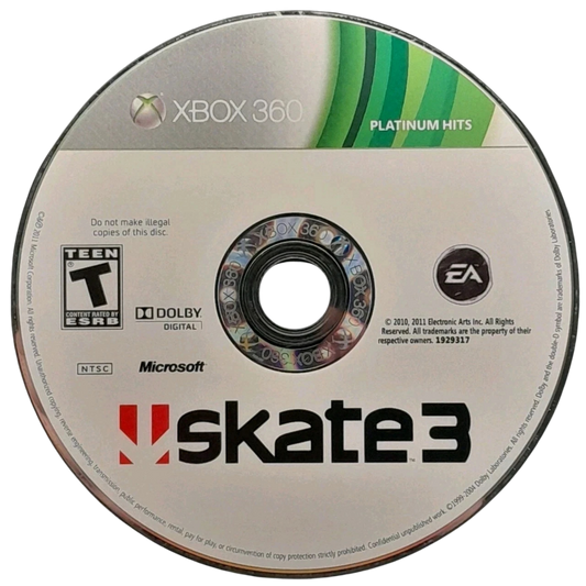 Skate 3 Platinum Hits Xbox 360 skateboarding simulation video game EA Black Box flick-it control scheme Port Carverton open world locations online multiplayer Hall of Meat mode team up contests co-op challenges career progression skate parks create-a-park feature disc
